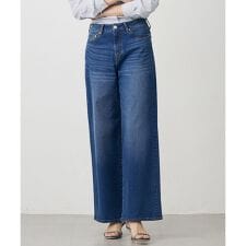 【洗える】BASIC STRETCH DENIM ワイド ストレート デニム