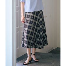 【WEB限定カラーあり・洗える】SOFT SHEER チェック フレア スカート