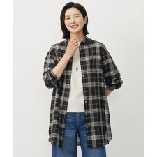 【WEB限定カラーあり・洗える】SOFT SHEER チェック ロング シャツ