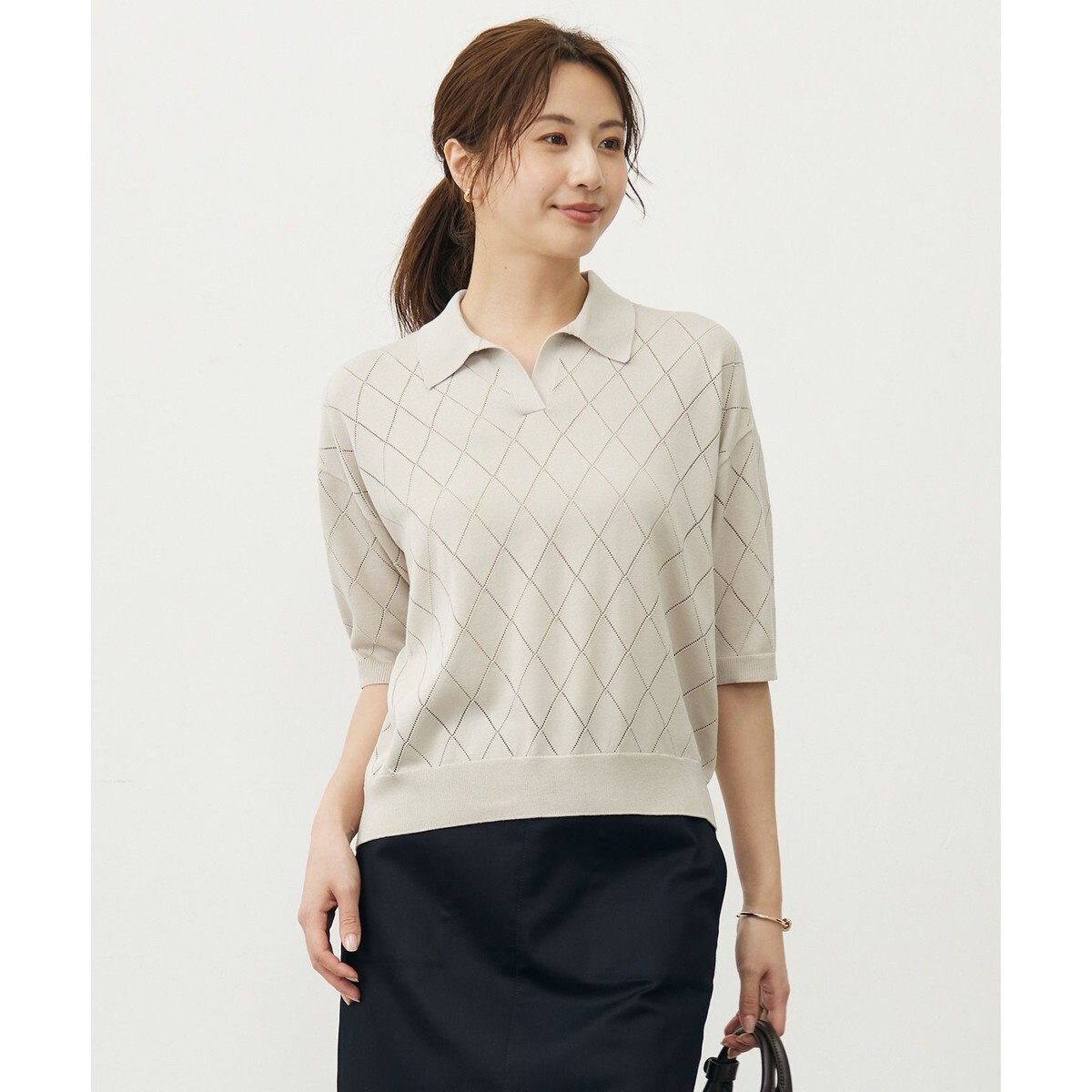 【洗える・抗菌防臭】COTTON POLYESTER ポロ ニット