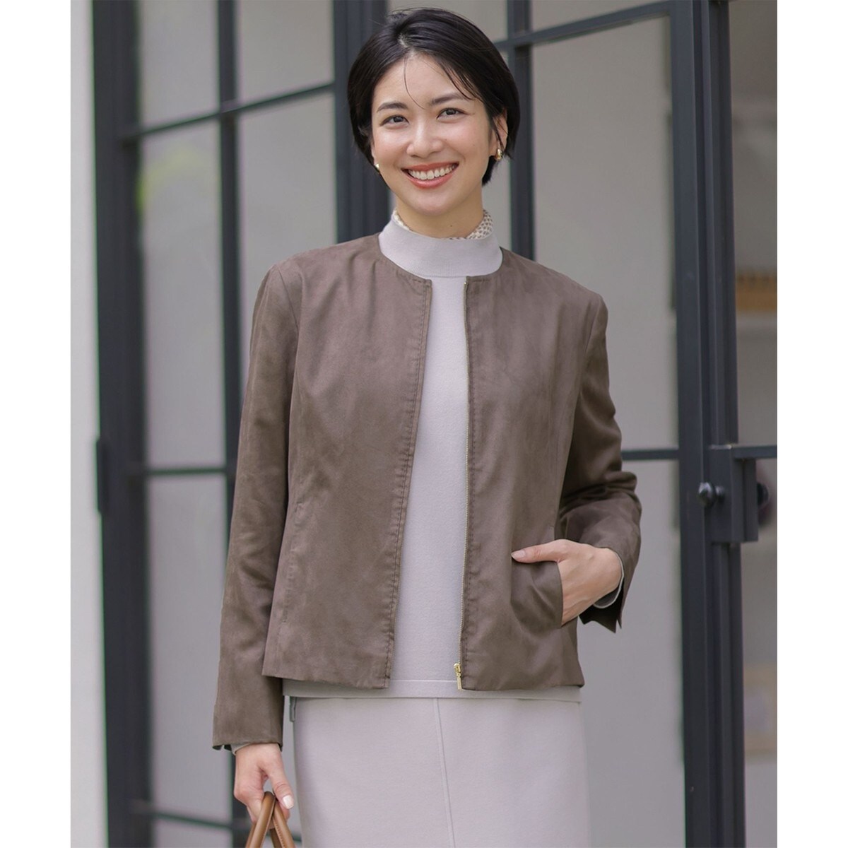 美品　DRESSTERIOR レザーパイピングブルゾン DRESSTERIOR 【ウール混】レザー調パイピングブルゾン : マルイ