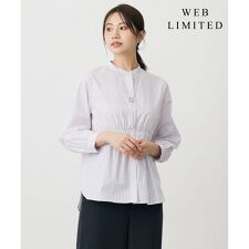 【WEB限定・洗える】ストライプ シャーリング ブラウス