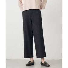 【洗える】アルガンシルク チェック クロップド パンツ