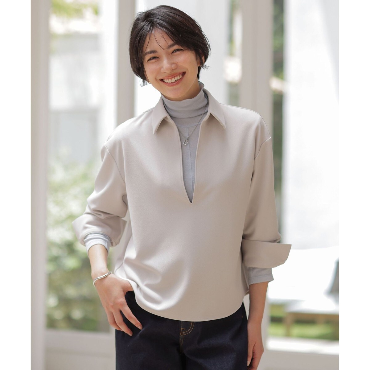 ジョーゼットダンボール スキッパー カットソー | Jプレス(J.PRESS