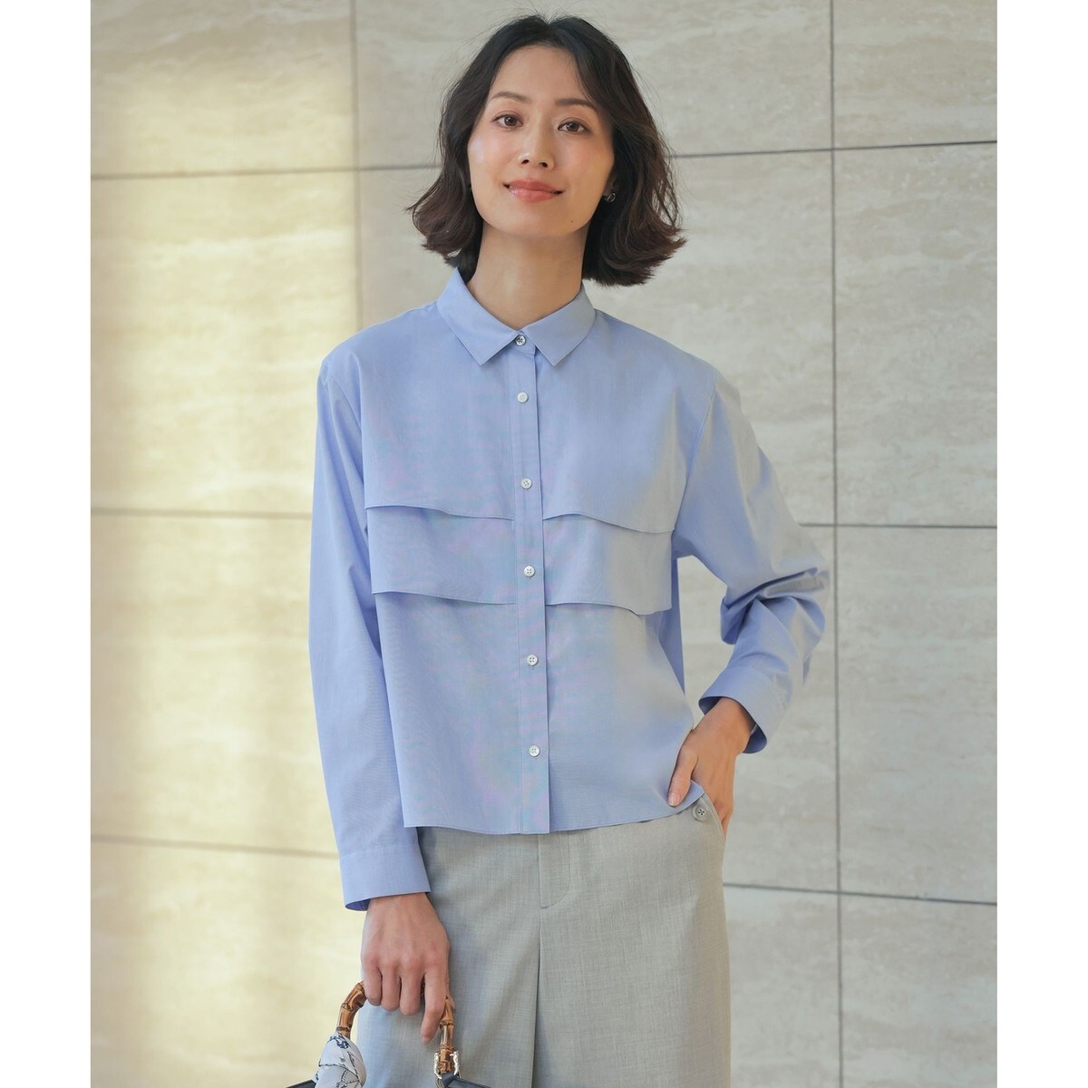 WEB限定カラーあり・一枚で着映え】COTTON TEX シャツ ブラウス | J