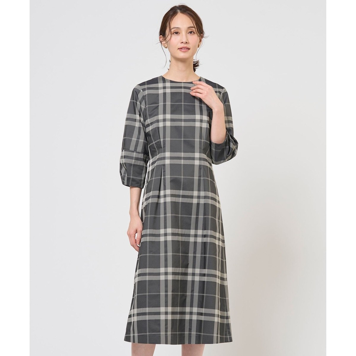 ブロックチェックジャガード ワンピース