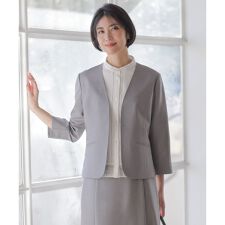 OXIJEWEL ストレッチ ノーカラー ジャケット