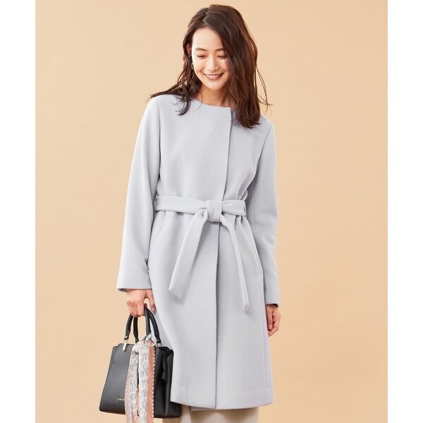 any SiS 新品未使用 スーペリアファインウールモッサ ノーカラーコート 2WAY】スーペリアファインウールモッサ ノーカラーコート