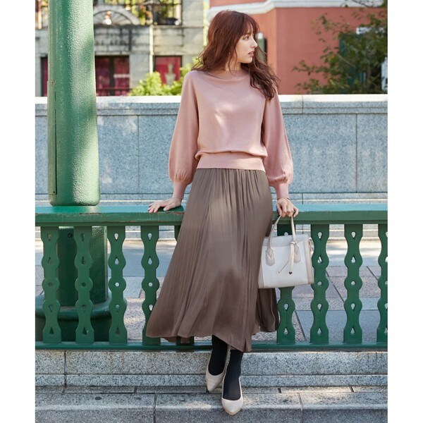 anySiS - anysis ボウタイニット&amp;サテンスカートセット　L 新品 美人百花12月号掲載】ボウタイニット×サテンスカート