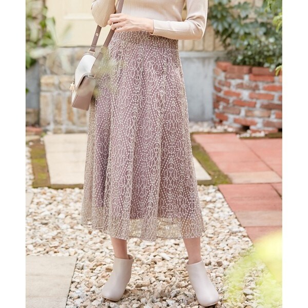 グレースコンチネンタル マルチドットエンブロイダリースカート GRACE