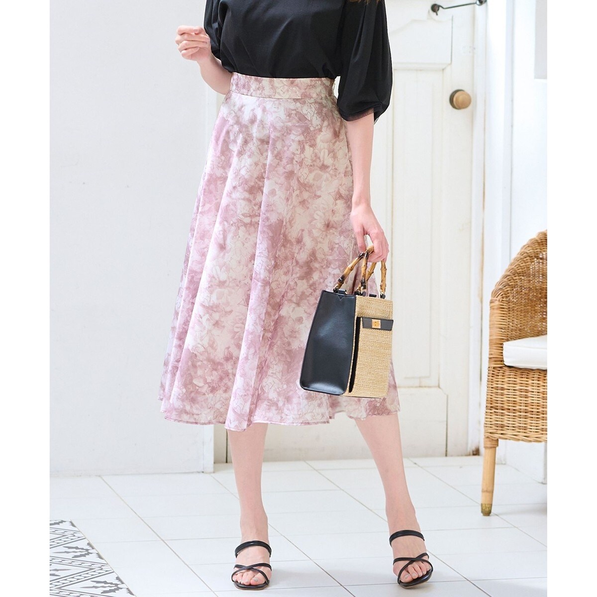 洗える】水彩フラワープリント スカート | エニィスィス(ANY SIS