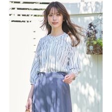 【接触冷感・吸水速乾・UVケア】エアリードレープスムース 七分袖ブラウス