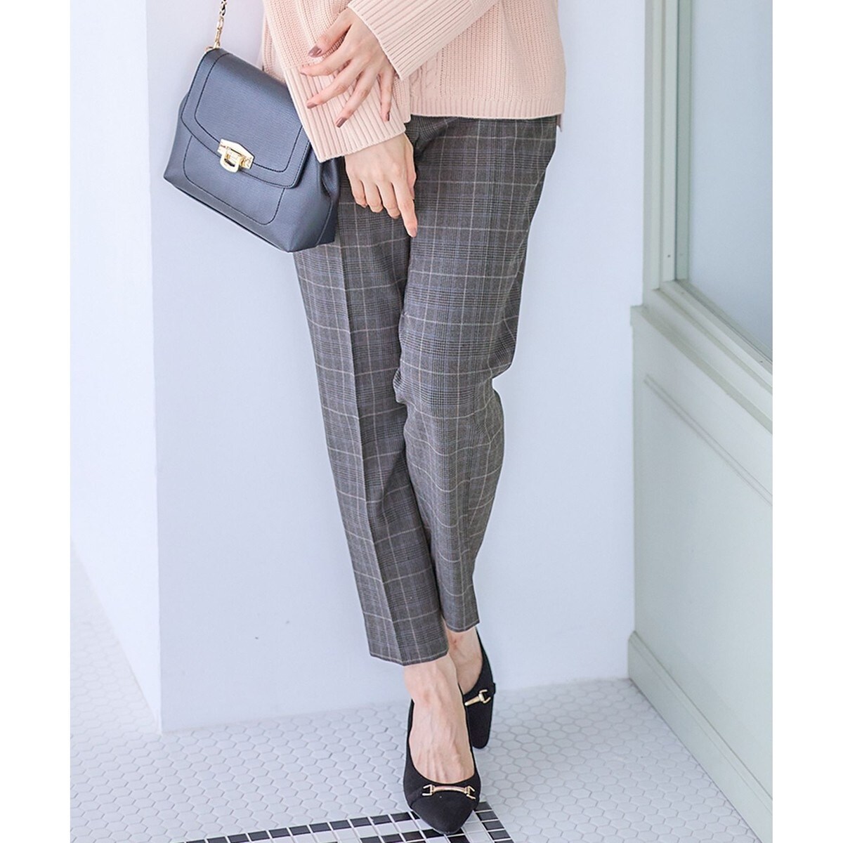 洗える】コードレーンストレッチ テーパードパンツ