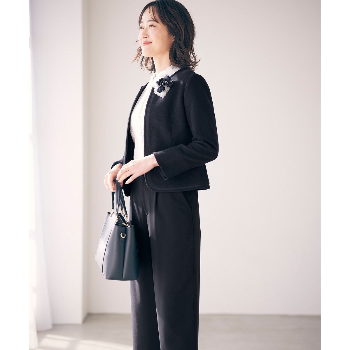 ミニライトボーダー ノーカラージャケット | エニィスィス(any