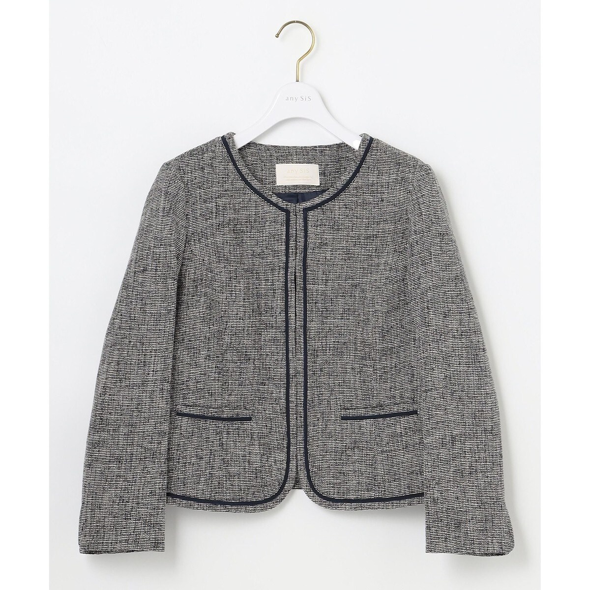 ミニライトボーダー ノーカラージャケット | エニィスィス(any