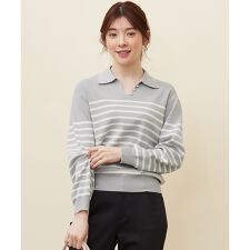 【洗える】スキッパーポロ襟プルオーバー ニット