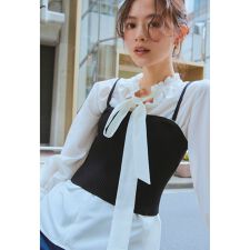 【洗える】ニットリブ ビスチェ