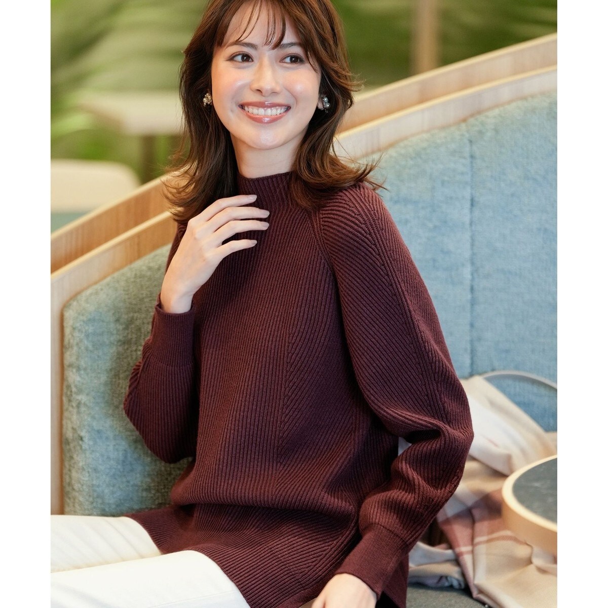 洗える・セットアップ可】アンチピリング変形畔 ボトルネック ニット