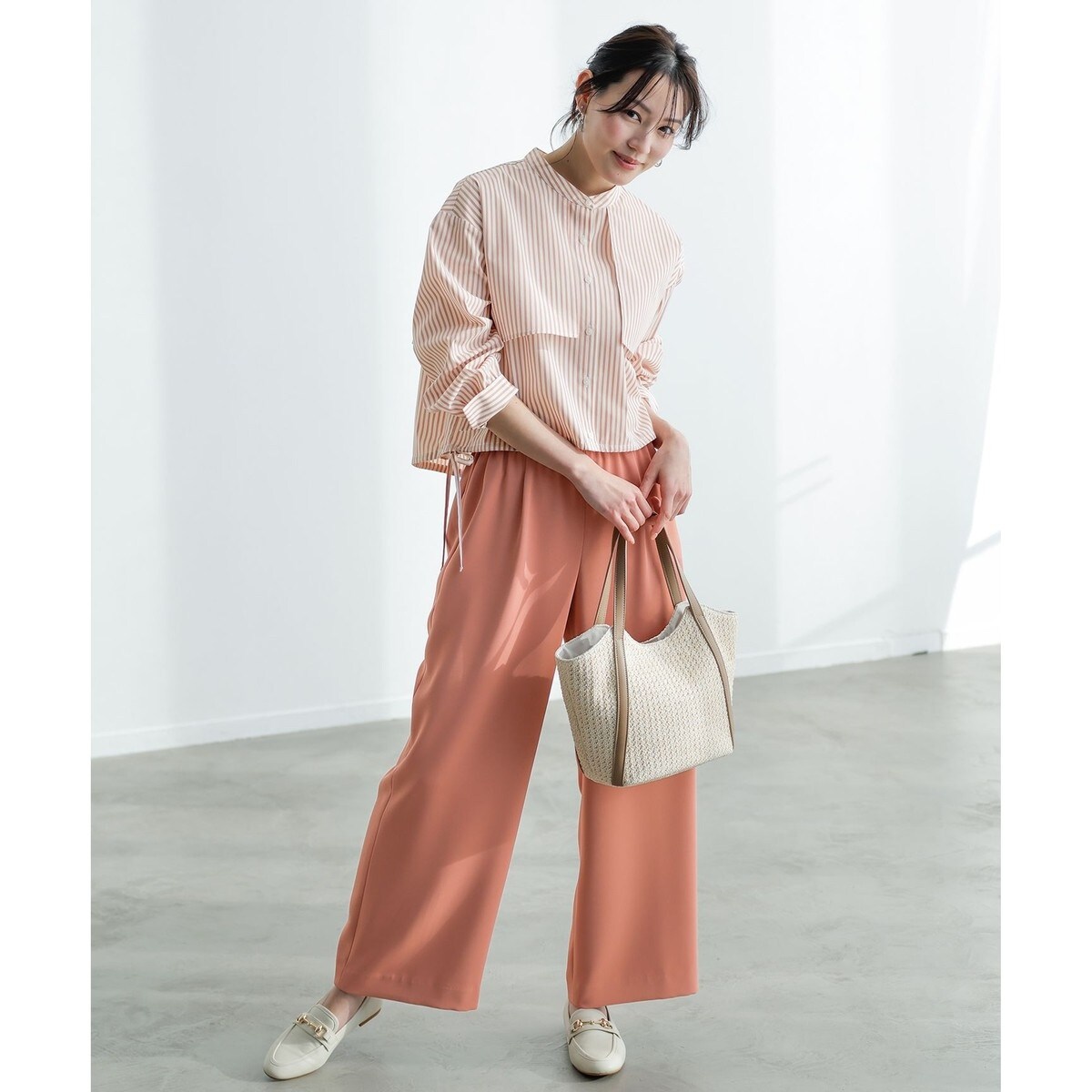 any sis エニィスィス　サスペンダーワイドパンツ　新品 SHIPS any パンツ any:「洗濯機可能」マニッシュ サスペンダー