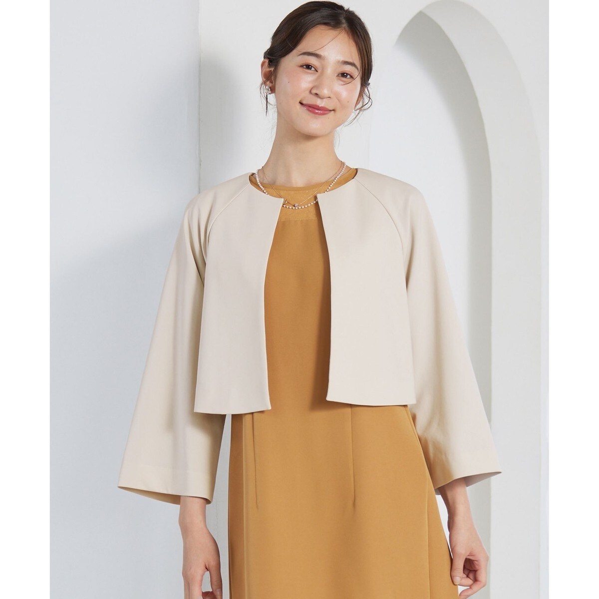 【anysis エニィスィス】訳あり 未使用 ノーカラー ジャケット ベージュ any SiS ジャケット ノーカラージャケット 「UVカット / 接触冷