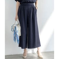 【接触冷感・UVカット・速乾】スムージーポリエステルタックフレア パンツ