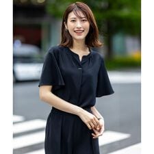 【接触冷感・吸水速乾・UVカット】サラキレイ スキッパー ブラウス