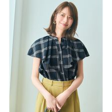 【洗える】サッカーチェック ブラウス