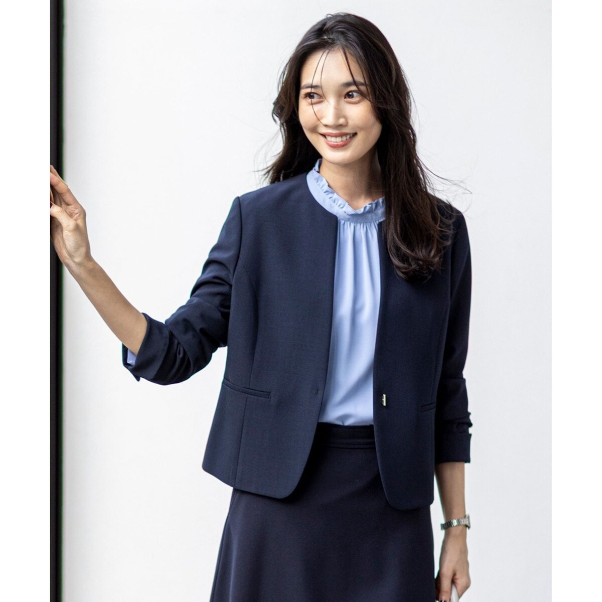 新品⭐︎ any sis ノーカラー　ジャケット　セレモニー　式典 未使用品 any SIS セレモニーダブルクロス ノーカラージャケット