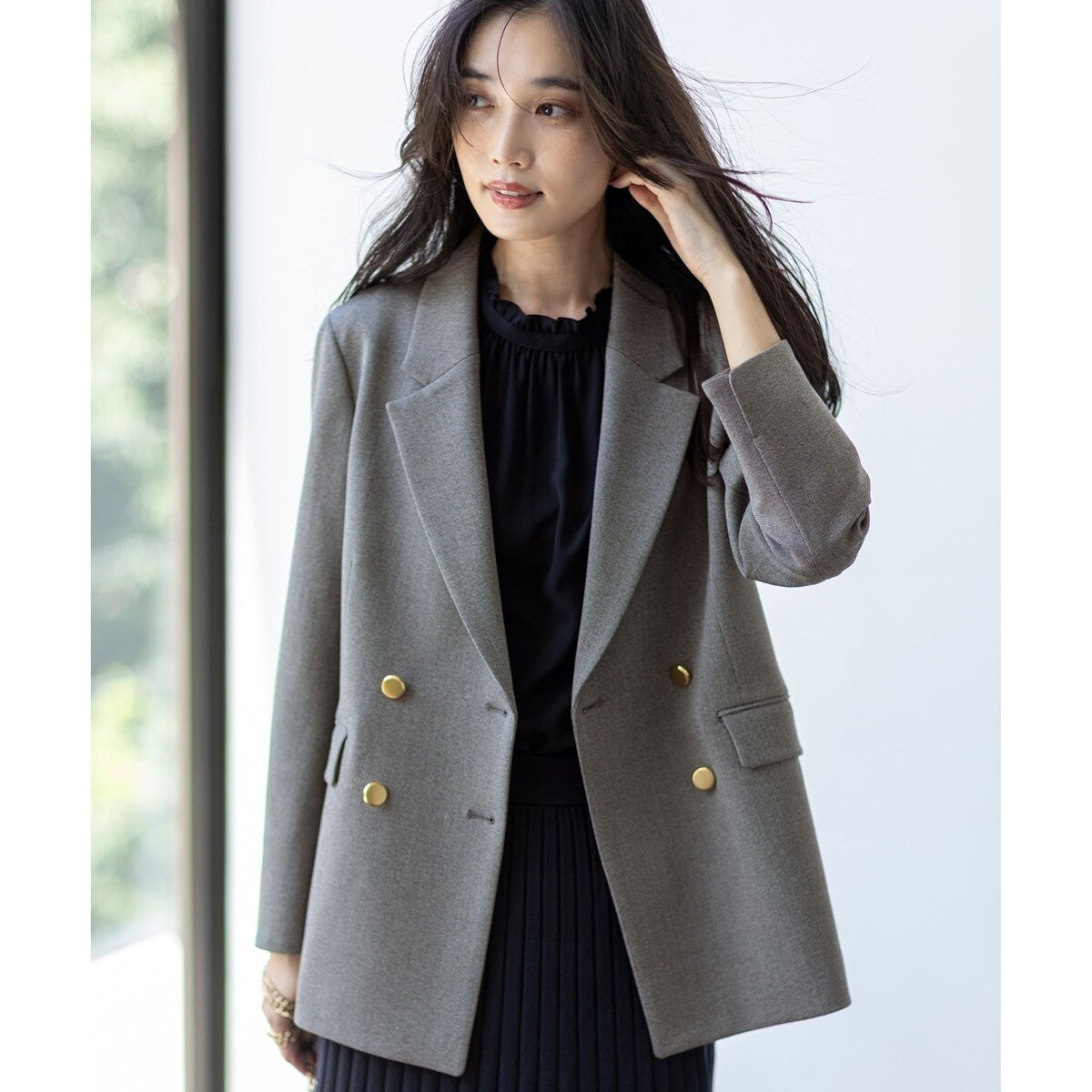 美品　アダムエロペ　シェイプフォルムシングルジャケット　36 オケージョンにも ADAM ET ROPÉ FEMME(アダム エ ロペ ファム) / 【サステナブル