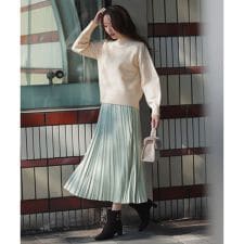 【2SET】ボリューム ニット×プリーツ スカート セット