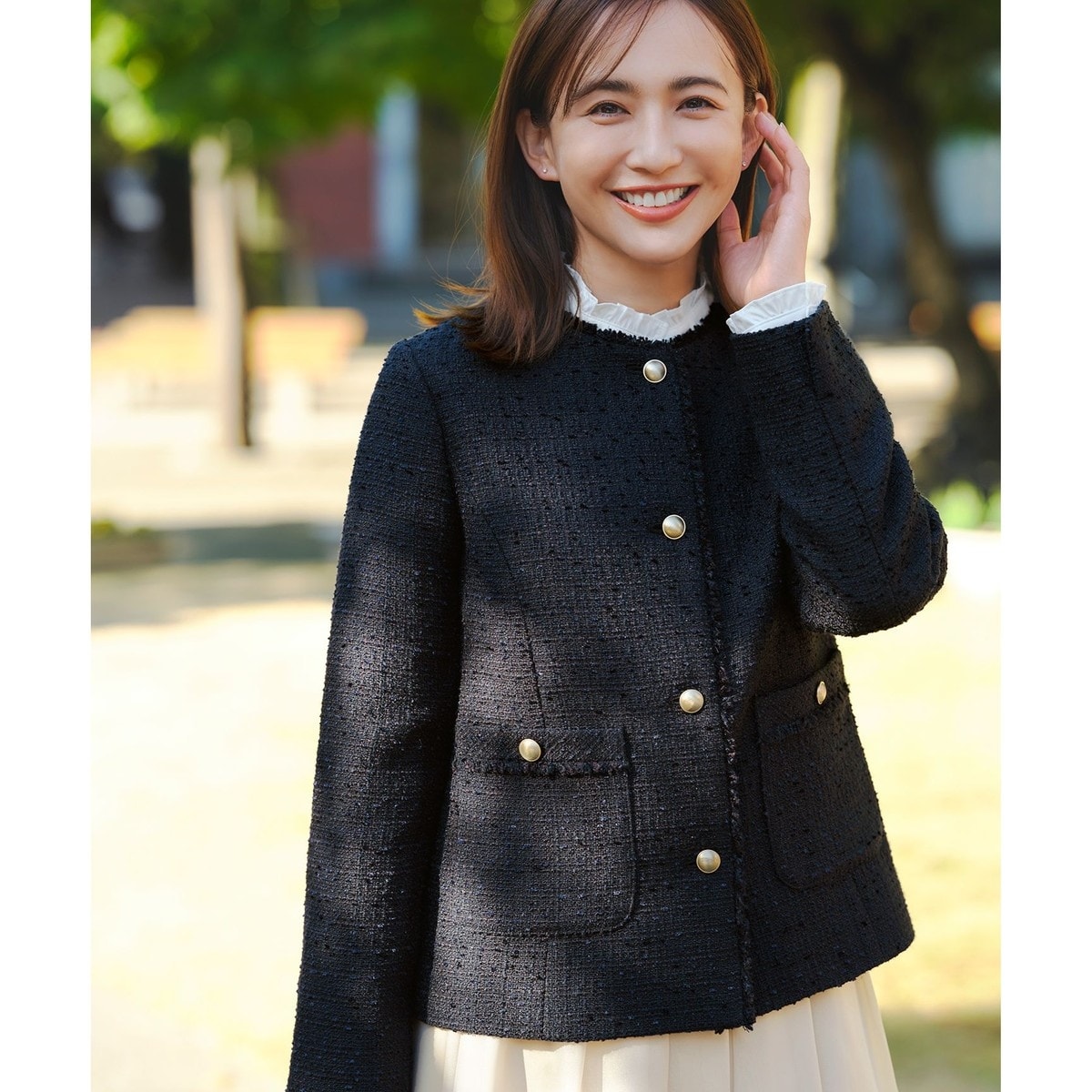 【LOULOU WILLOUGHBY】チェーントリミングツィードジャケット LOULOU WILLOUGHBY】チェーントリミングツィードジャケット LOULOU