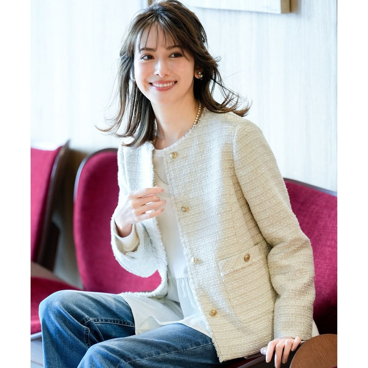 ツイードノーカラージャケット | セブンアイディコンセプト(7ID