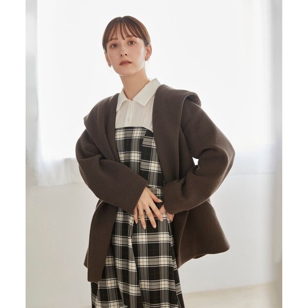 Feroux フェルゥ フーデットウール コート 2 M オフホワイト 毛 セール】 フーデットウール コート （その他アウター）｜Feroux