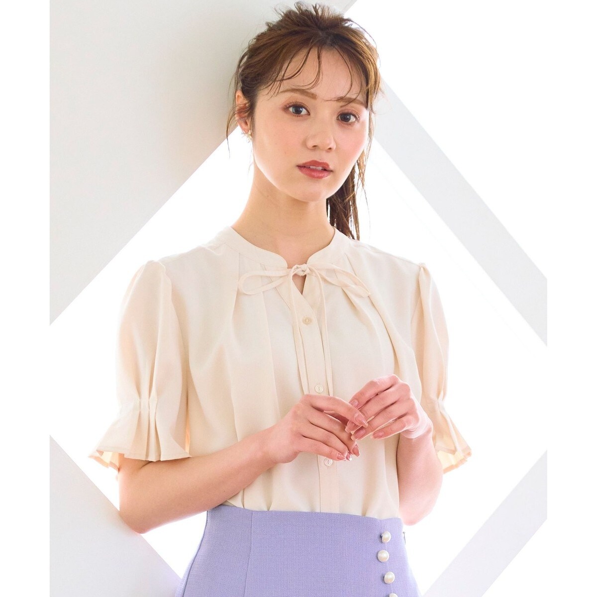 ブラウス シャツ 「洗える」リボンスキッパー ブラウス レディース 洗える】リボンスキッパー ブラウス | フェルウ(Feroux