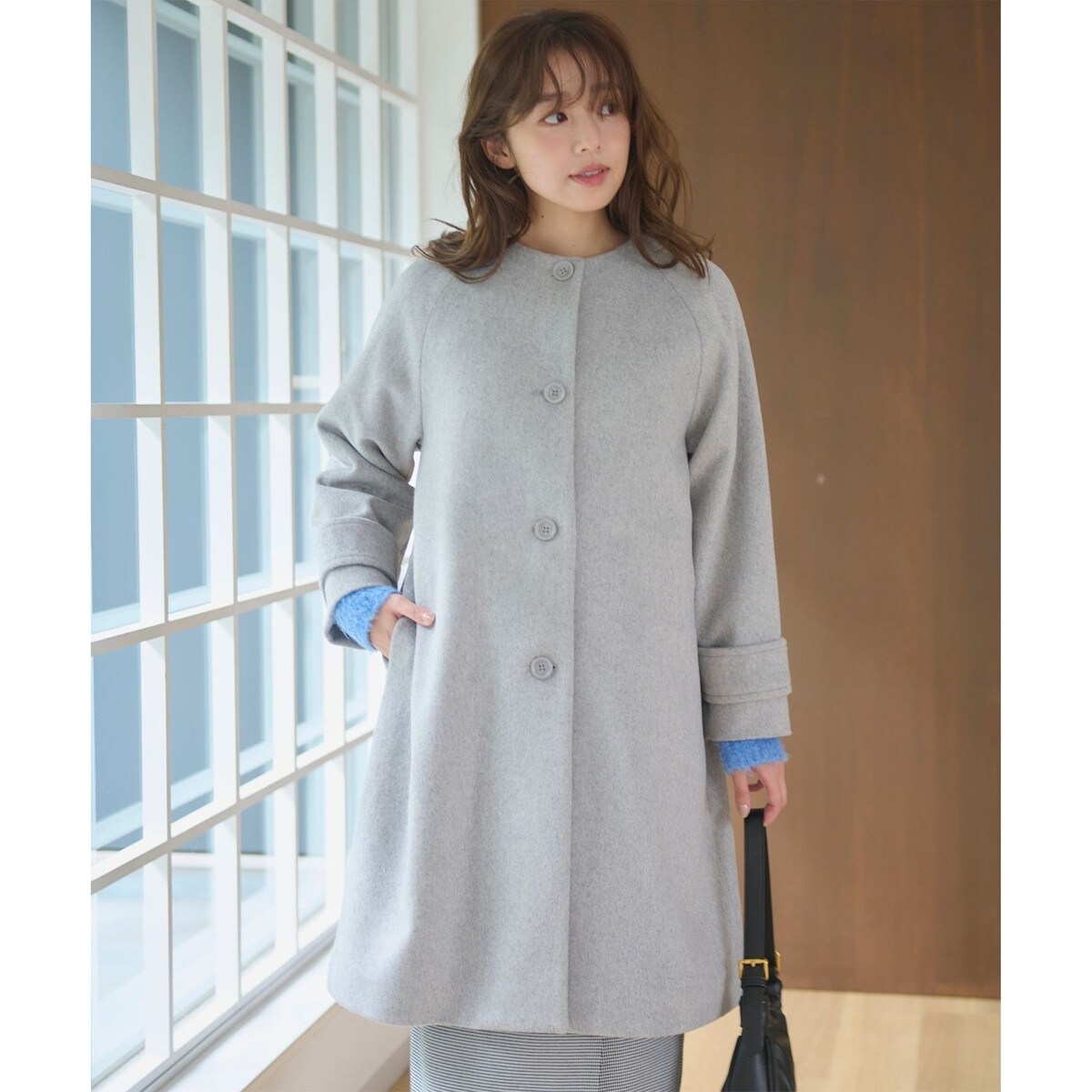 【低身長企画】ファインウールモッサスタンド ショート コート セール】【低身長企画】ファインウールモッサスタンド ショート