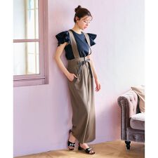 【2WAY・洗える】サス付きリボン パンツ
