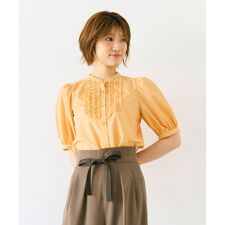 【洗える】フリルディテール パフスリーブ ブラウス