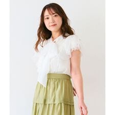 【洗える】リボンタイフリルブラウス