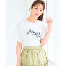 【洗える】リボン刺繍 Tシャツ
