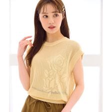 【洗える】透かし編みニットトップス