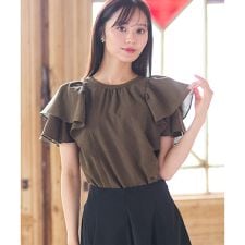 【洗える】袖フリルブラウス