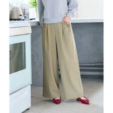 【洗える】リボンディテール セミワイドパンツ