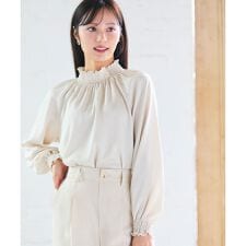 【WEB一部店舗限定・洗える】スタンドネック ブラウス