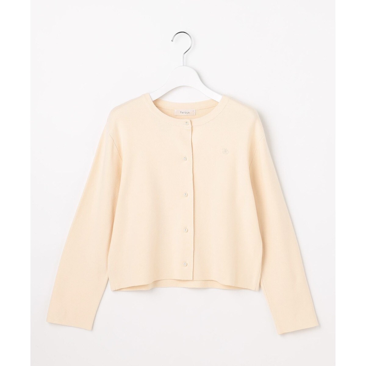 胸元刺繍パールニット カーディガン