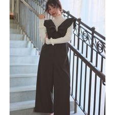 フリルデザイン サロペット パンツ