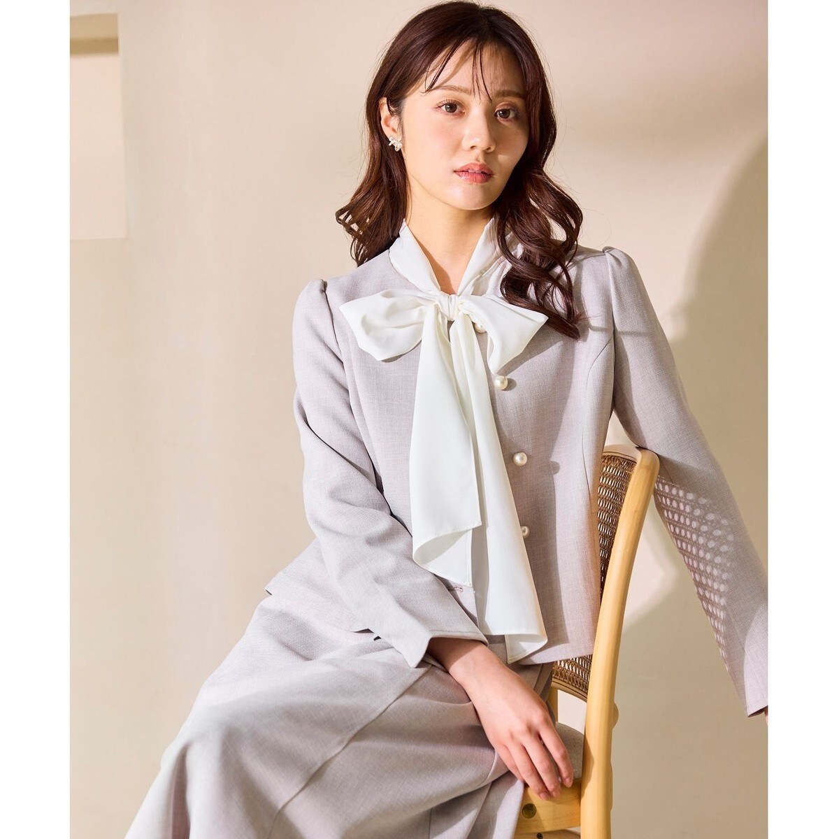 袖口パール釦付きRIBコンビニットワンピ―ス | ピンキー＆ダイアン