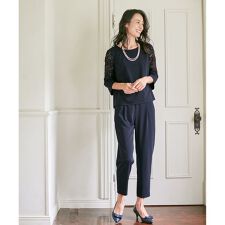 【洗える】七分袖ブラウス×パンツ セットアップ