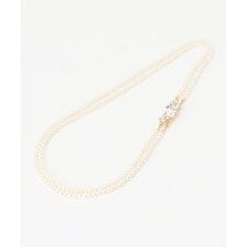 【ブローチ付】２連フェイクパール　ネックレス