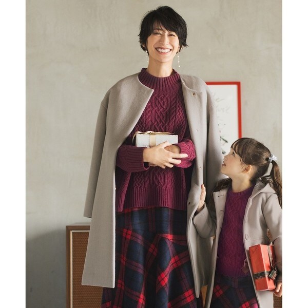 anyFAM    ウールブレンドノーカラーコート3 クリーニング済み ウールブレンド ノーカラーコート | エニィファム(any FAM