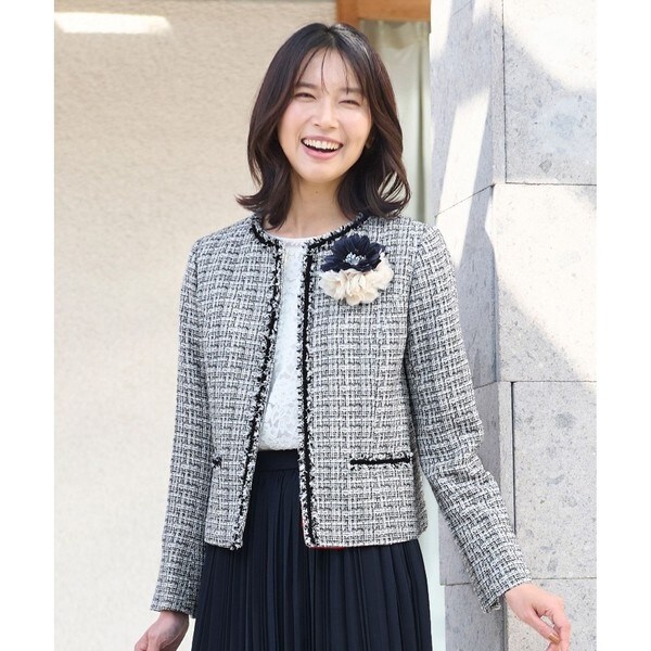 セレモニースーツ】ラメツイード ノーカラージャケット | アンタイトル